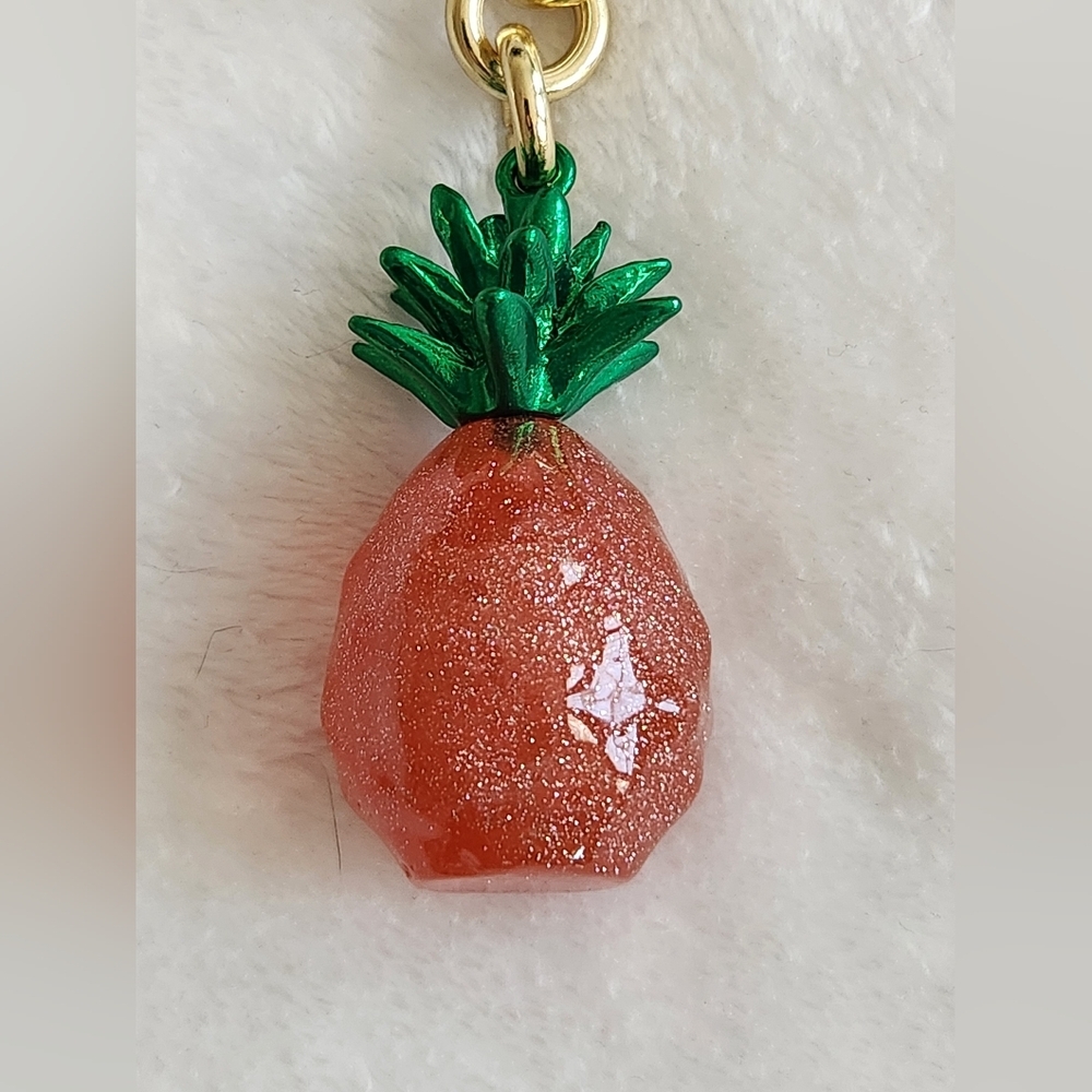 Gold and Pink Pineapple Keychain Beautiful Bag Charm - Picture 2 of 6